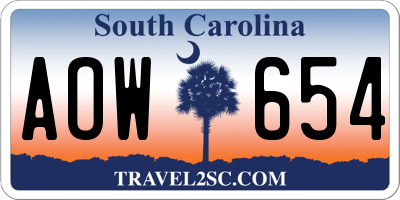 SC license plate AOW654