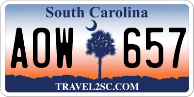 SC license plate AOW657