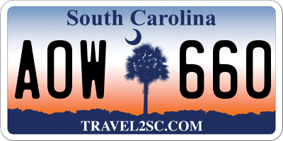 SC license plate AOW660