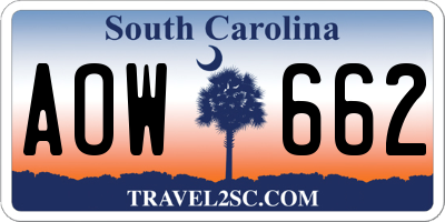 SC license plate AOW662