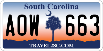 SC license plate AOW663