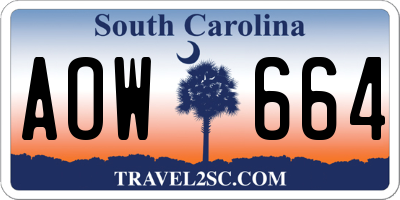 SC license plate AOW664