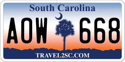 SC license plate AOW668