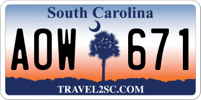 SC license plate AOW671