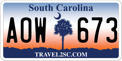 SC license plate AOW673