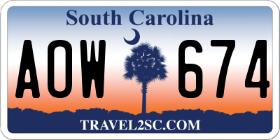 SC license plate AOW674
