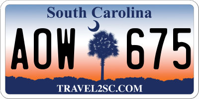 SC license plate AOW675