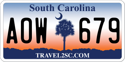 SC license plate AOW679