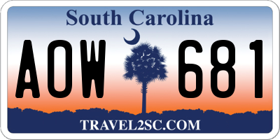 SC license plate AOW681