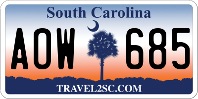 SC license plate AOW685