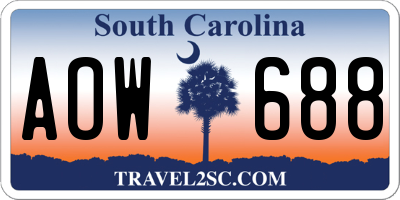 SC license plate AOW688