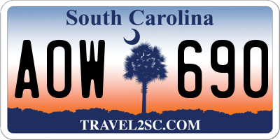 SC license plate AOW690