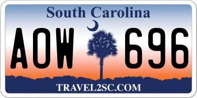 SC license plate AOW696