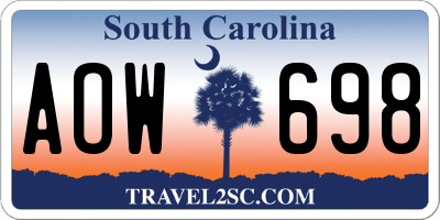 SC license plate AOW698
