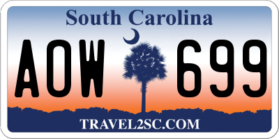 SC license plate AOW699