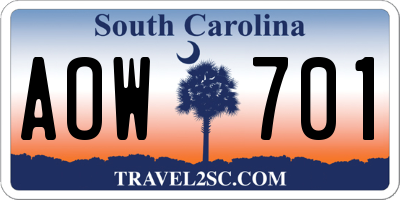 SC license plate AOW701