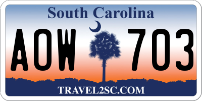 SC license plate AOW703