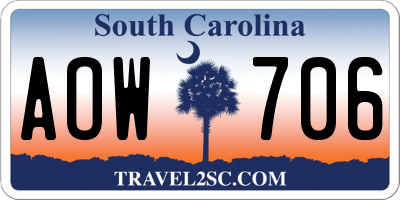 SC license plate AOW706