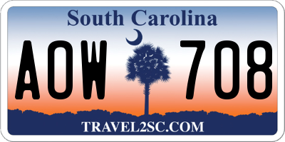 SC license plate AOW708