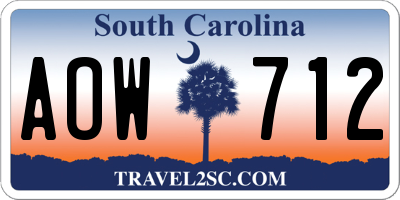 SC license plate AOW712