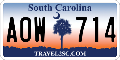 SC license plate AOW714