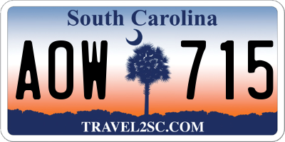 SC license plate AOW715