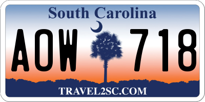 SC license plate AOW718