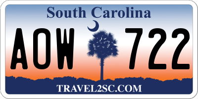 SC license plate AOW722