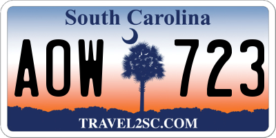 SC license plate AOW723