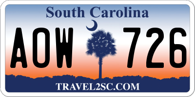 SC license plate AOW726