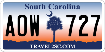 SC license plate AOW727