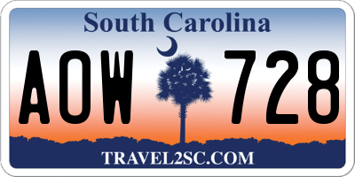 SC license plate AOW728