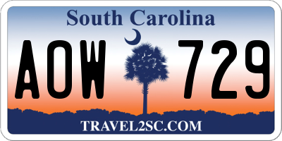 SC license plate AOW729