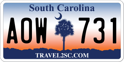 SC license plate AOW731