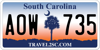 SC license plate AOW735