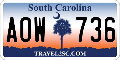 SC license plate AOW736