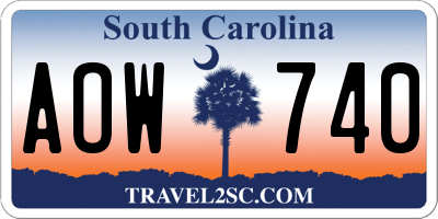 SC license plate AOW740