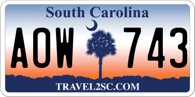 SC license plate AOW743