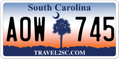 SC license plate AOW745