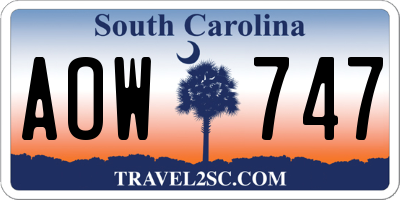 SC license plate AOW747