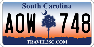 SC license plate AOW748