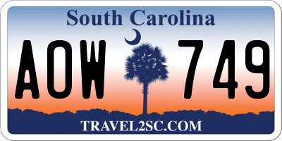 SC license plate AOW749