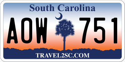 SC license plate AOW751