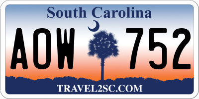 SC license plate AOW752