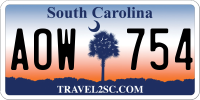 SC license plate AOW754