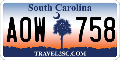 SC license plate AOW758