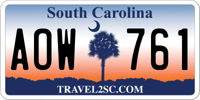 SC license plate AOW761