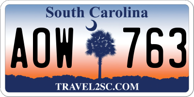 SC license plate AOW763