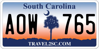SC license plate AOW765