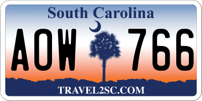 SC license plate AOW766